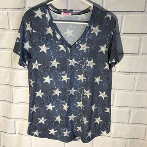 Pink lily star short sleeve top size Small blue